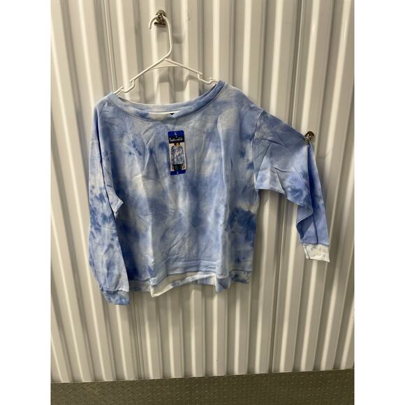Splendid Women’s L/S Waffle Knit Shirt Size L Color: Blue Tie Dye - Picture 1 of 8